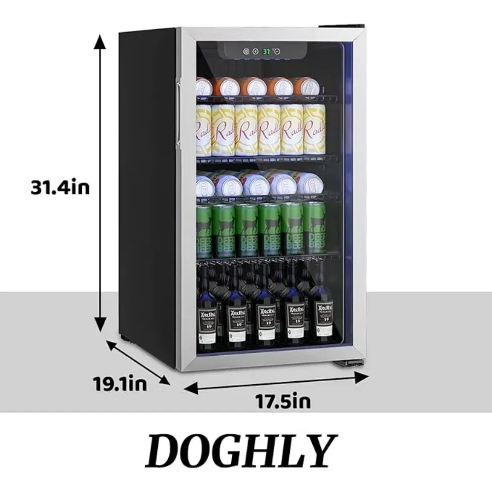 Mini Fridge with Digital Temperature Display, 3.2Cu.ft Cooler, 126 Can Mini Fridge, Beverage Refrigerator