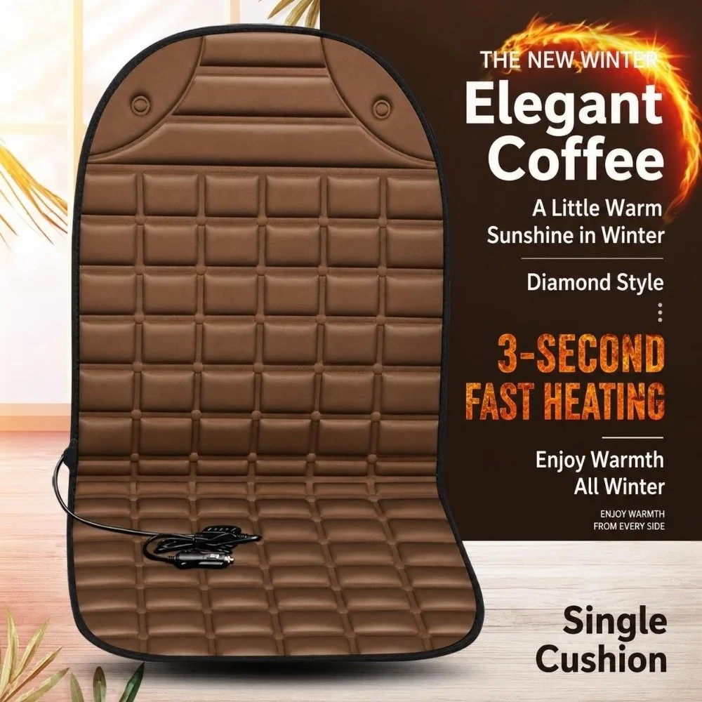 12V Car Heating Cushion Stretch Oxford Fabric Hot-press Vehicle Heating Pad Single Seat Car Power Outlet Car Seat Cover