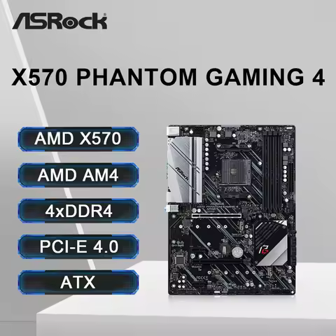 ASRock X570 Phantom Gaming 4 Motherboard AM4 Socket DDR4 4066+ (OC) NVME M.2 PCIe 4.0 Supports Ryzen 5 5600 5600G R7 5700X3D CPU