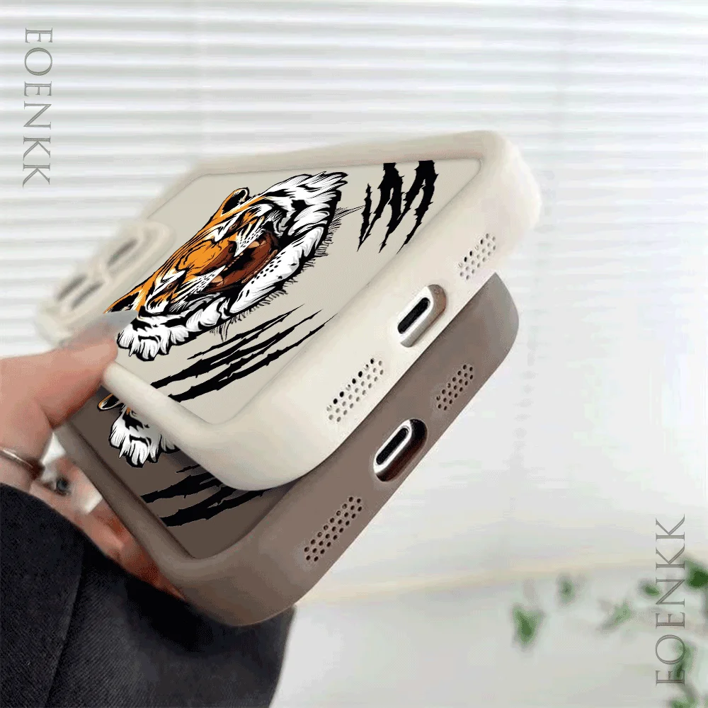 Tiger Head Phone Case For iPhone 14 13 15 Pro Max 11 12 Pro 7 8 Plus X XS Max XR 12 13 Mini SE Shockproof Candy Soft Case Cover