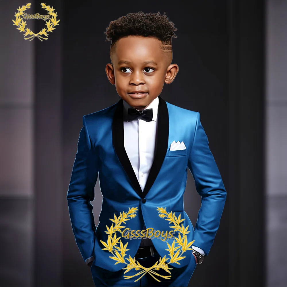 Boys Suit 2-16 Years Old Jacket Pants Vest 2 Piece Set Wedding Tuxedo Kids Formal Party Clothes Customized Color