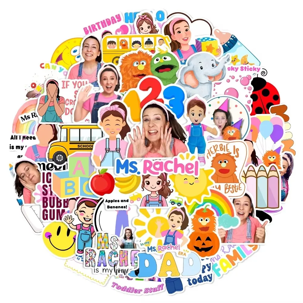 50 قطعة جديد السيدة راشيل التعليم المبكر ملصق الأطفال التنوير التعلم الشارات البلاستيكية مقاوم للماء الديكور الهدايا