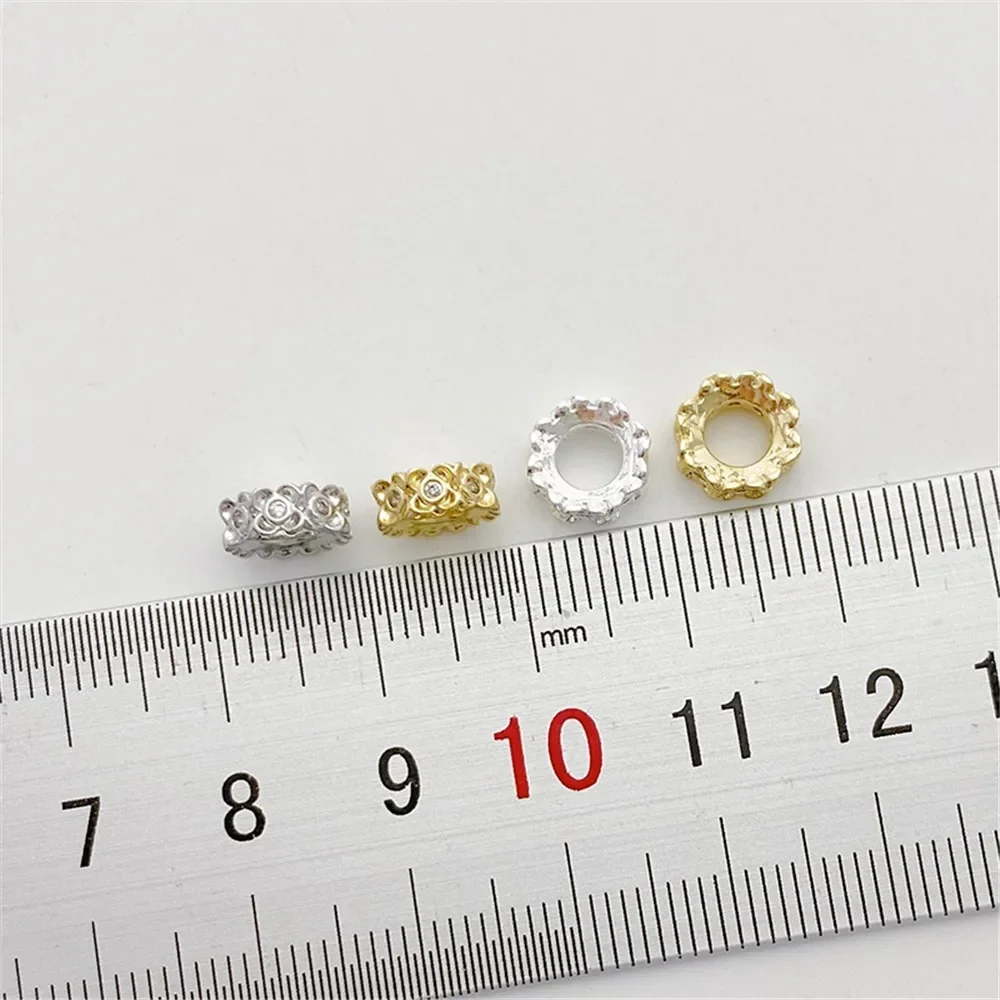 

14K Gold-wrapped Micro-inlaid Zircon Flower Beads Loose Beads DIY Bracelet Necklace Jewelry Material Accessories