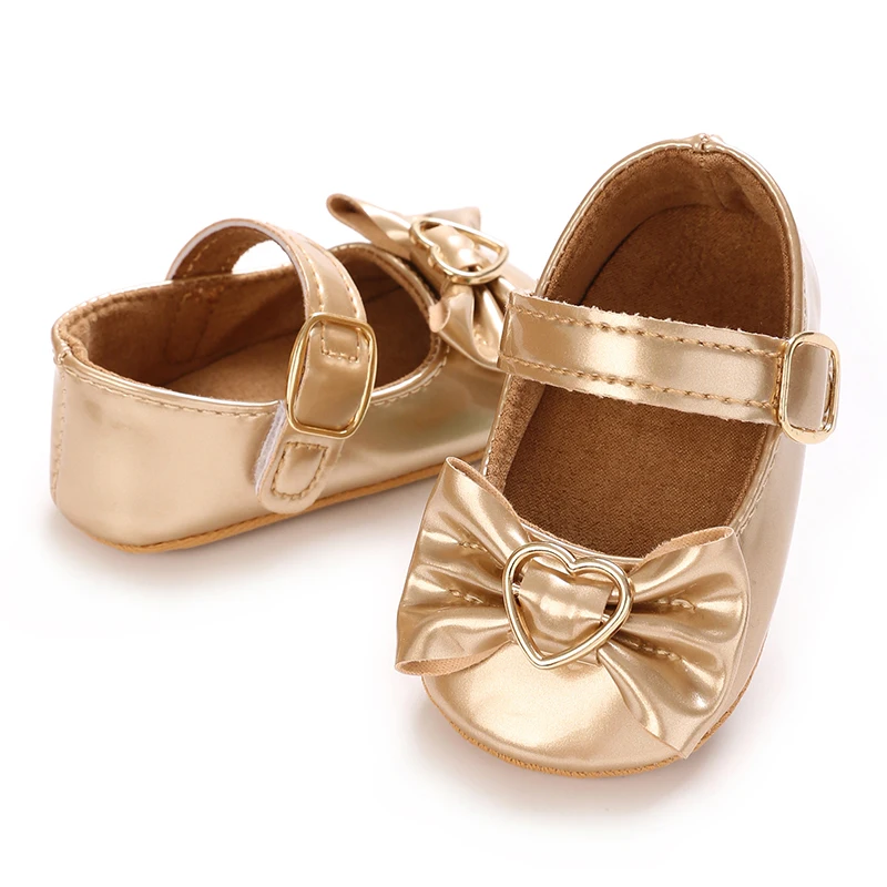 Scarpe da principessa dorate per bambini primaverili e autunnali Scarpe singole con suola morbida per bambini Scarpe casual per bambina Scarpe in pelle per bambini