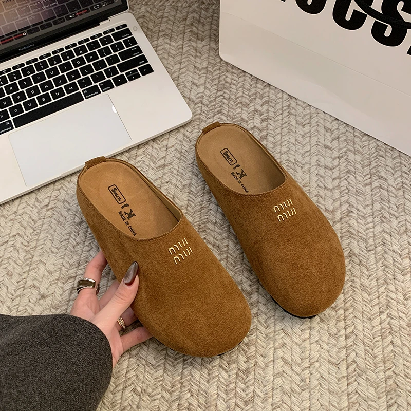 New Women Footbed Comfortable Slip on Mules Mules House Slipers with Arch Support Ladies Suede Backless Casual Shoes