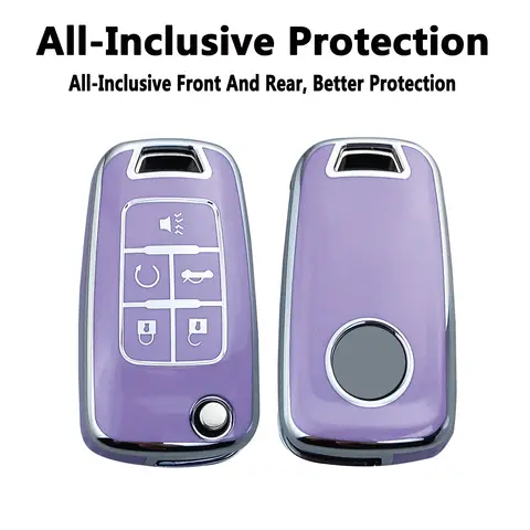 Key Fob Cover Case Compatible with Chevy Camaro Cruze Malibu Equinox Trax Volt Impala Sonic Spark Aveo Orlando Gmc Terrain Buick 10 best sales chevrolet malibu key cover - №3