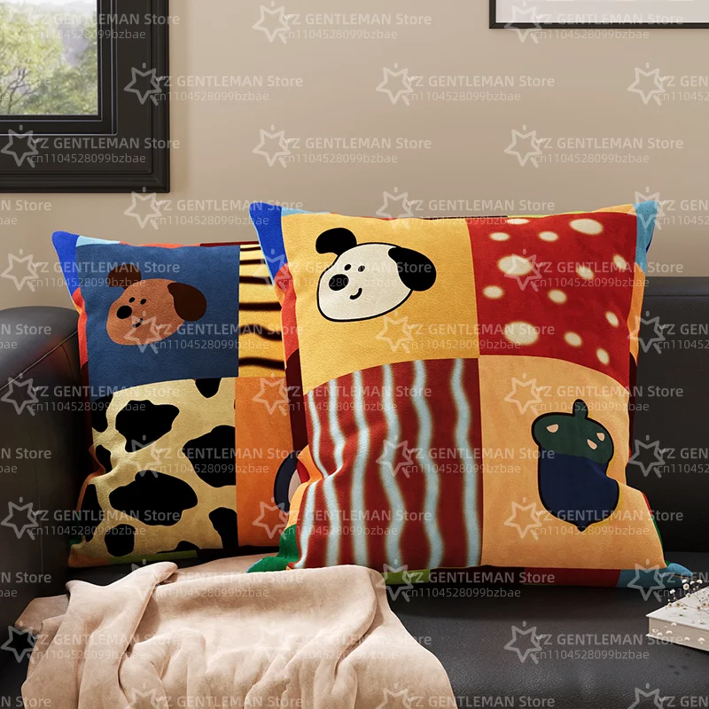 Dopamine Cute Cartoon Pillowcases Minimalist Throw Design Pattern Printed Pillowcases Home Office Sofa Decoration Kids' Room