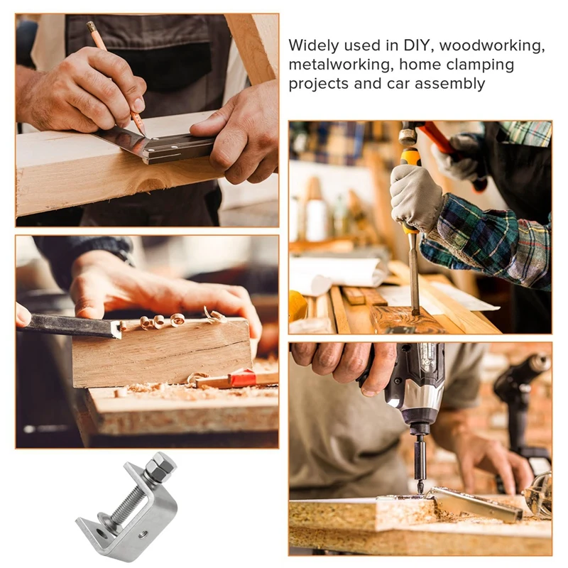 2 قطعة مشبك النمر النجارة المشبك الفضة 304 الفولاذ المقاوم للصدأ C المشبك لأعمال النجارة ، لحام-45 مللي متر