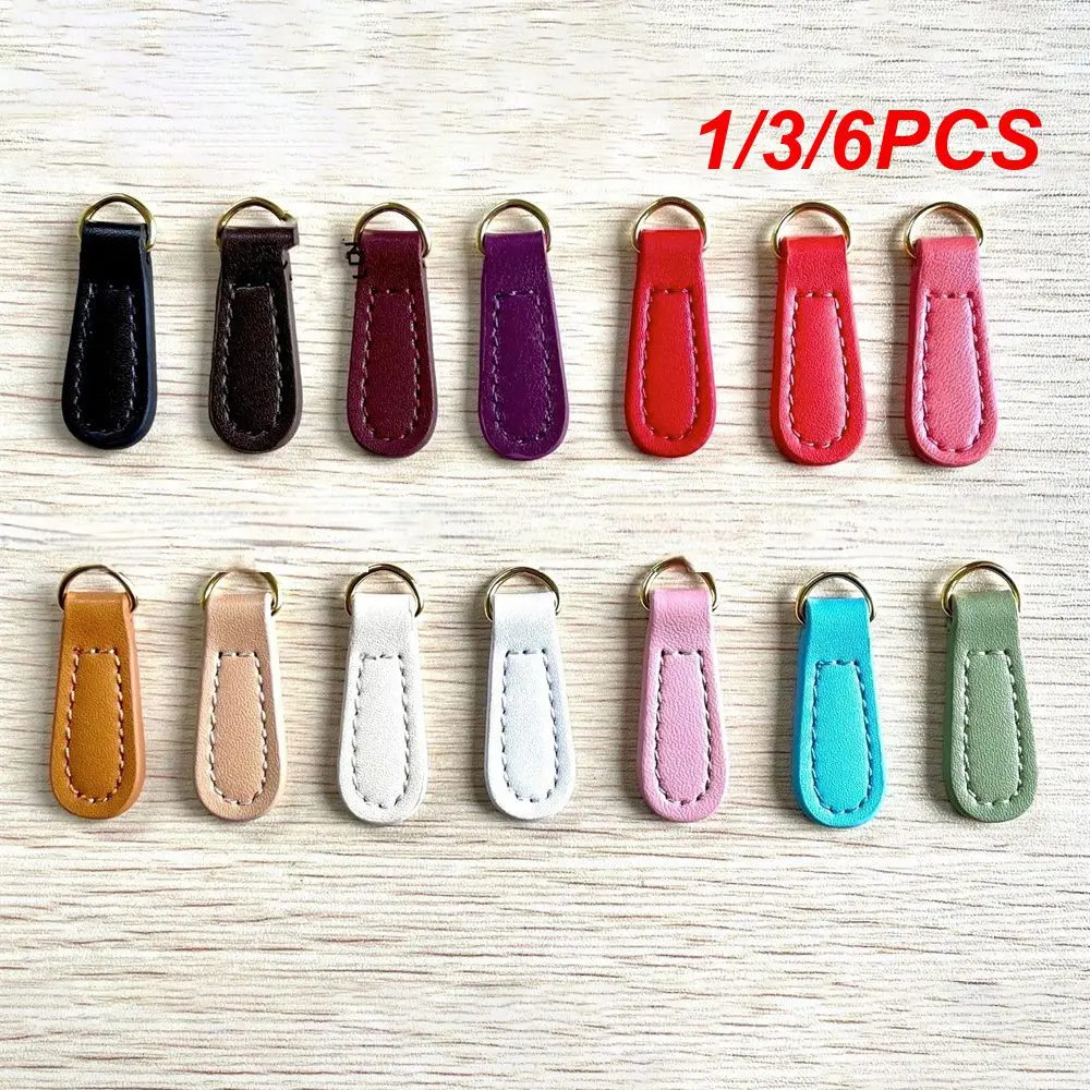 1/3/6PCS Genuine Leather Zipper Zip Puller Head Clothes Luggage Accessories Backpack Zipper Buckle Pendant Pull Tab Sewing