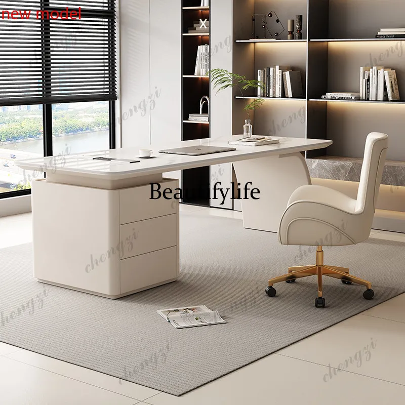 

Light luxury rock slab corner desk home study modern simplicity, light luxury computer deskN138