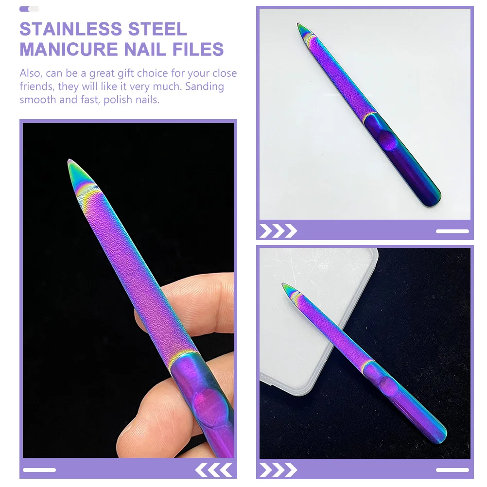 

2 шт., пилочка для ногтей из нержавеющей стали, формирователь ногтей для омертвевшей кожи, металлический маникюрный инструмент для натуральных ногтей, быстрая шлифовка и полировка, домашний салон