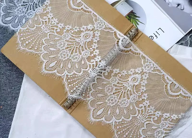 3M price Eyelash Lace Trimming French Wedding Dress Accessory Chantilly Lace Fabric Trim HandMade DIY Bra Lace Trims