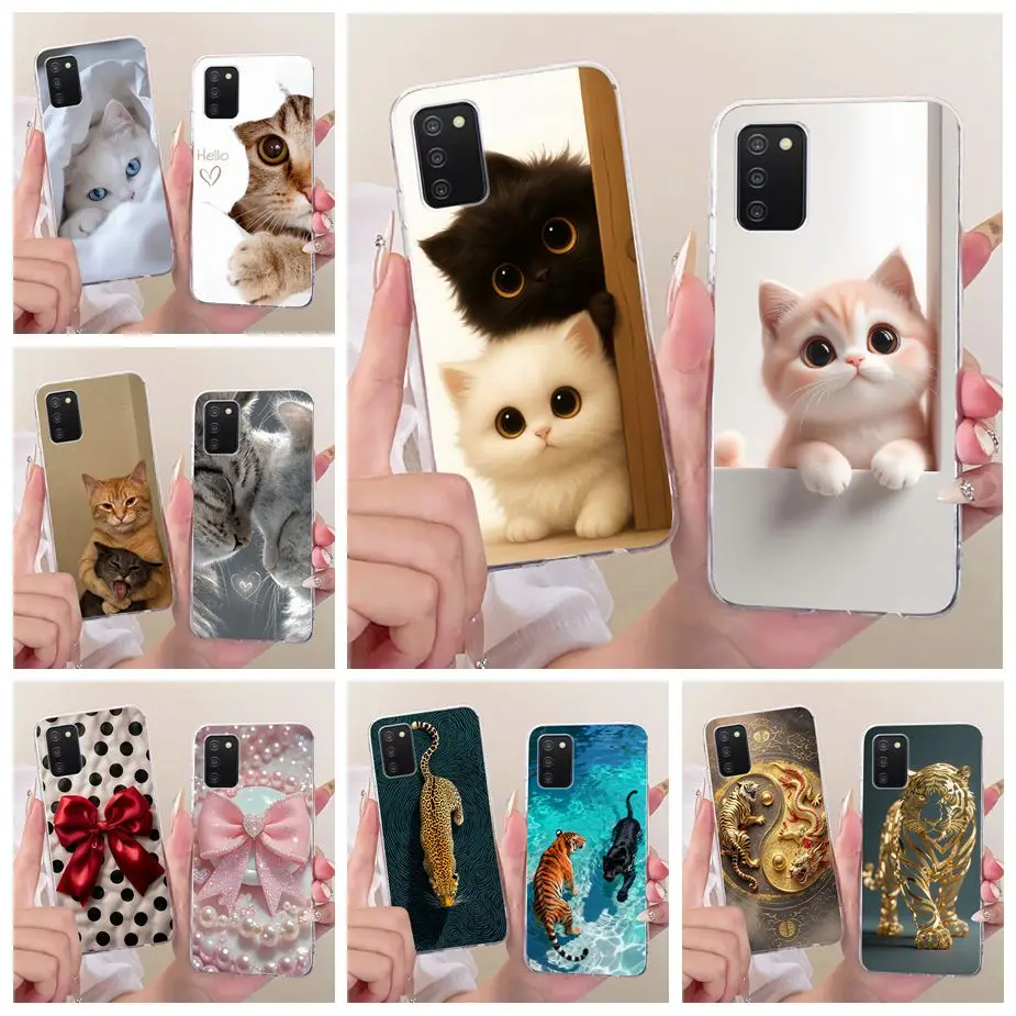 For Samsung Galaxy A03s Case SM-A037F Cute Cat Luxury Painted Cover Soft Silicone Case For Samsung A03s A 03 Galaxy A03 Core Bag