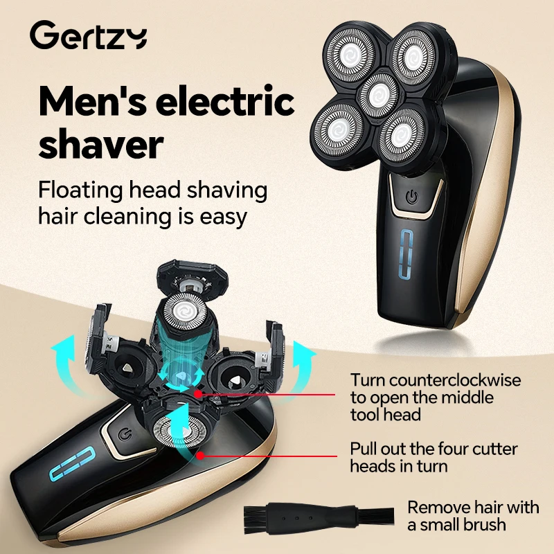 Men's multifunctional five in one bald head and beard trimmer, USB rechargeable, smooth shaving experience image 5