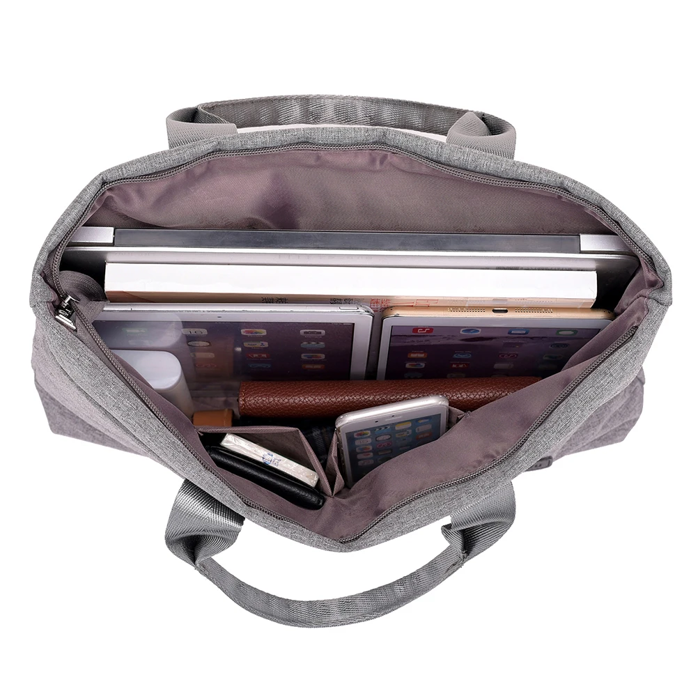 

16-Inch Oxford Cloth Laptop Bag Portable Lightweight Business Briefcase Document File Folder Casual Carrying Bag for Women Grey
