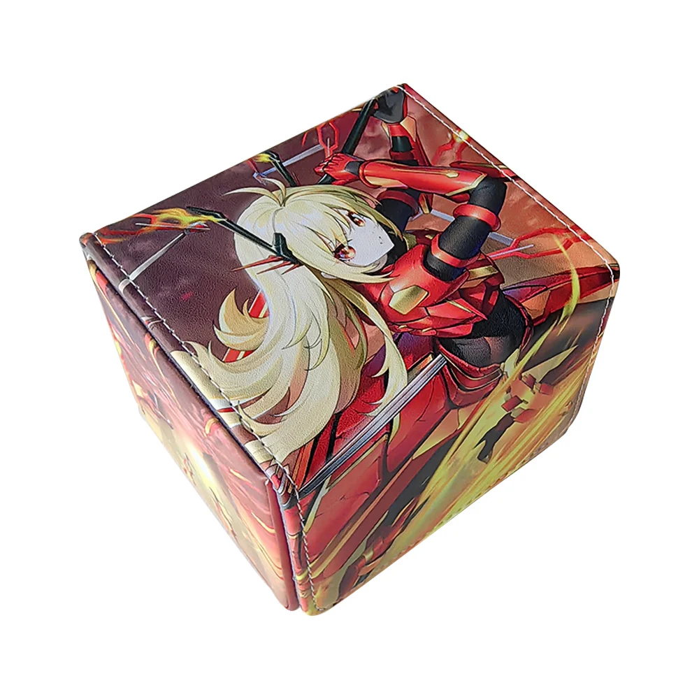 Caja de cuero para tarjetas de Anime Sky Striker Ace TCG, Protector para tarjetas, más de 100 tarjetas, estuche de almacenamiento para juegos para