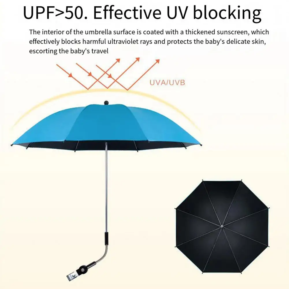 Beach Chair Umbrella Portable Chair Umbrella with Clamp for Outdoor Activities Adjustable Uv Protection Waterproof for Camping 