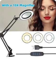 72LED 10X NEW Illuminated Magnifier USB 3 Colors LED Magnifying Glass for Soldering Iron Repair/Skincare Beauty/Table Light tool