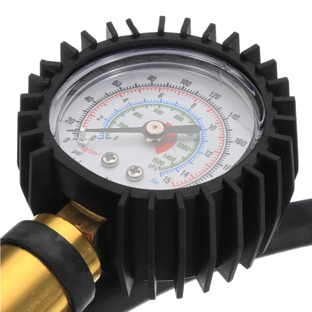 Tyre Air Inflator Dial Pressure Meter Gauge Air Line Tyre Pump Pressure Dual Air ChuckTester for Car Truck Cycles Dinghies