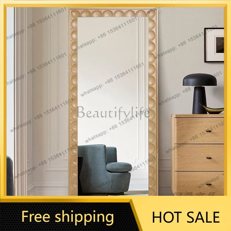 LS floor-to-ceiling clothing store bedroom full-length mirror household home wall-mounted light wood grain full-length mirror