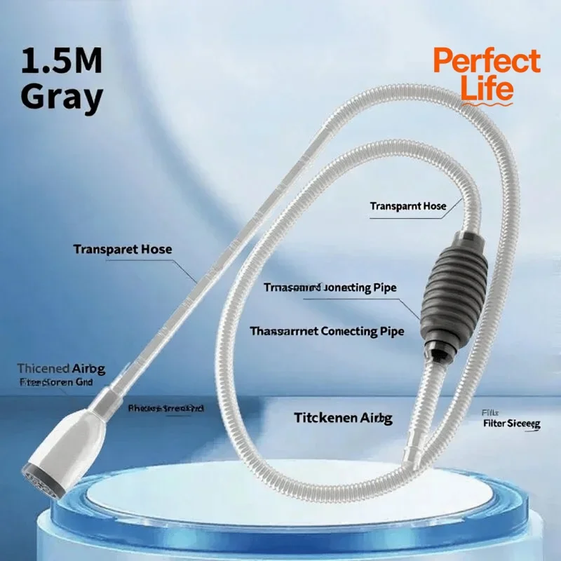 1.5m Aquarium Manual Water Changer Fish Tank Air Pump Cleaning Tools Handheld Aquarium Cleaner Vacuum Siphon Pump