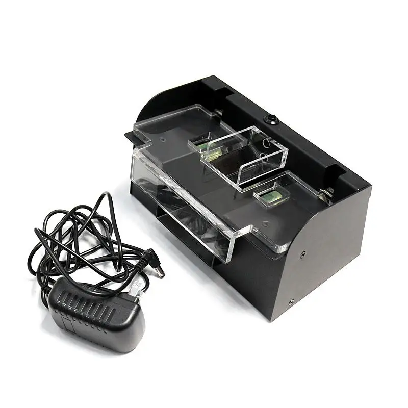 High Speed 2 Decks Automatic Card Shuffler Machine Red Blue Light Electric Poker Dealer Shuffler for Board Game view 4