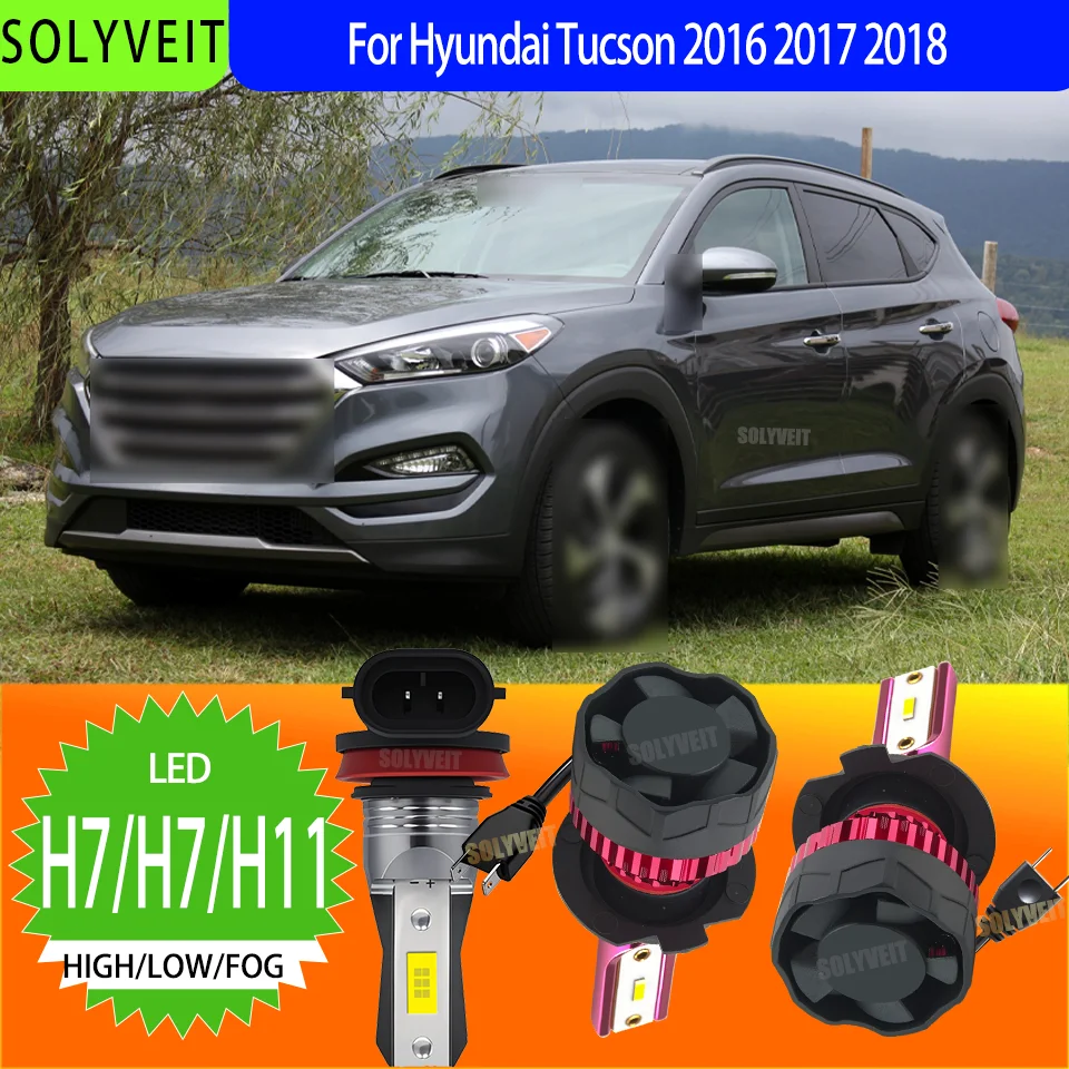 

LED Headlight Foglamp H7/499/H8 Kit 360 Degree Adjustable High Low Beam Foglight 6000k 12v For Hyundai Tucson 2016 2017 2018