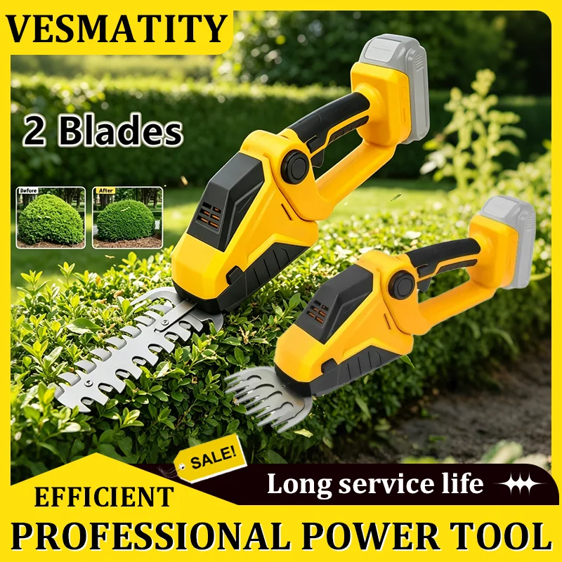 Handheld 2 IN 1 Cordless Hedge Trimmer Household Shrub Weeding Pruning Mower Garden Tool for DeWalt Battery