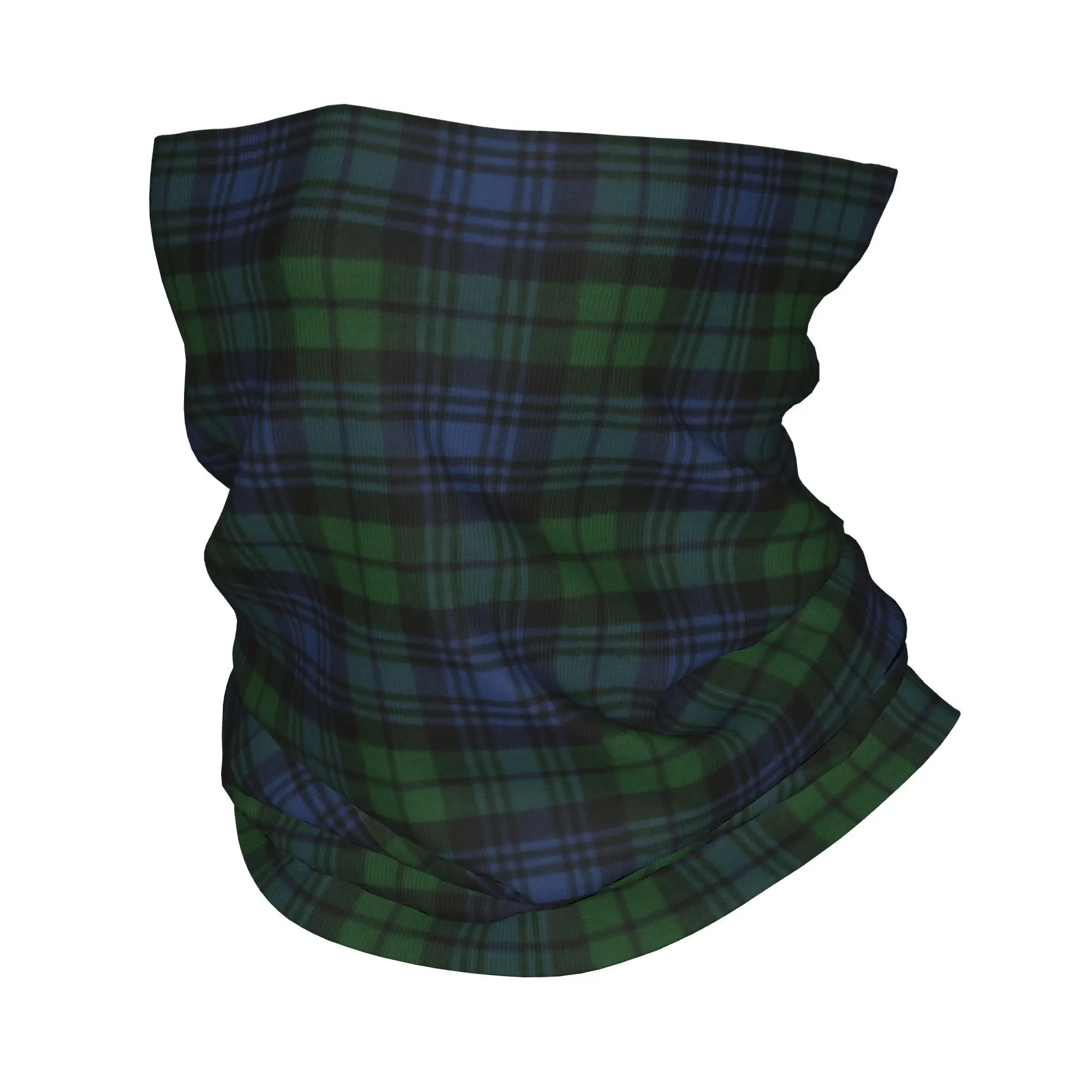 Custom Black Ancient Scottish Tartan Bandana Neck Warme Winter Ski Hiking Scarf Gaiter Plaid Check  Geometric Face Cover