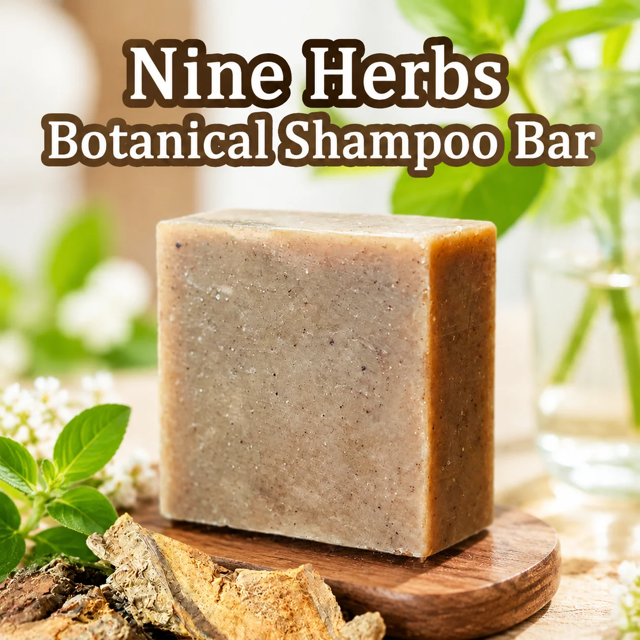 Handmade Nine Herbal Plant Shampoo Bar Natural Organic Plant-Based Solid Shampoo for Deep Scalp Care & Hair Nourishment
