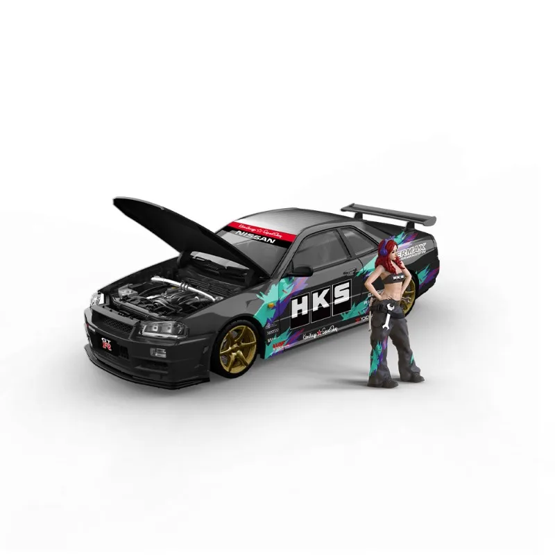 

1:64 GT-R R34 Open Cover Edition HKS Simulation Alloy Car Model