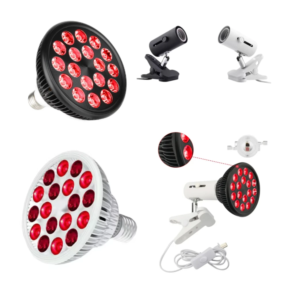 54W Infrared Therapy Bulb LED Clip 660nm Red Light An 850nm Near-infrared Combination Therapy Device for Skin Care Pain Relief