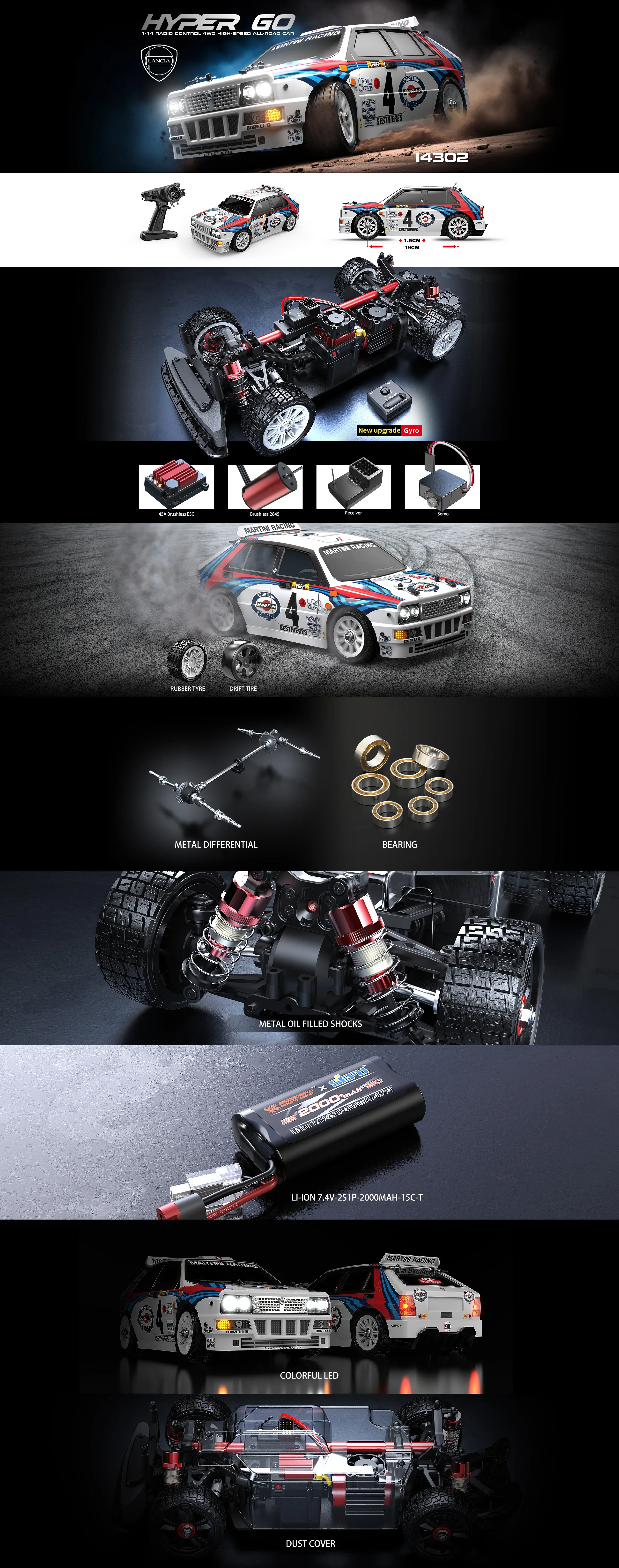 Hyper Go MJX 14302 1/14 2.4G Brushless Remote Control Car 4WD Off-road 55km/h High Speed RC Truck Hobby Toy