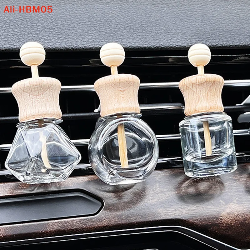 (HB05)Empty Glass Bottle Decoration Aromatherapy Glass Bottle Air Freshener Car Perfume Clip Essential Oil Diffuser Vent