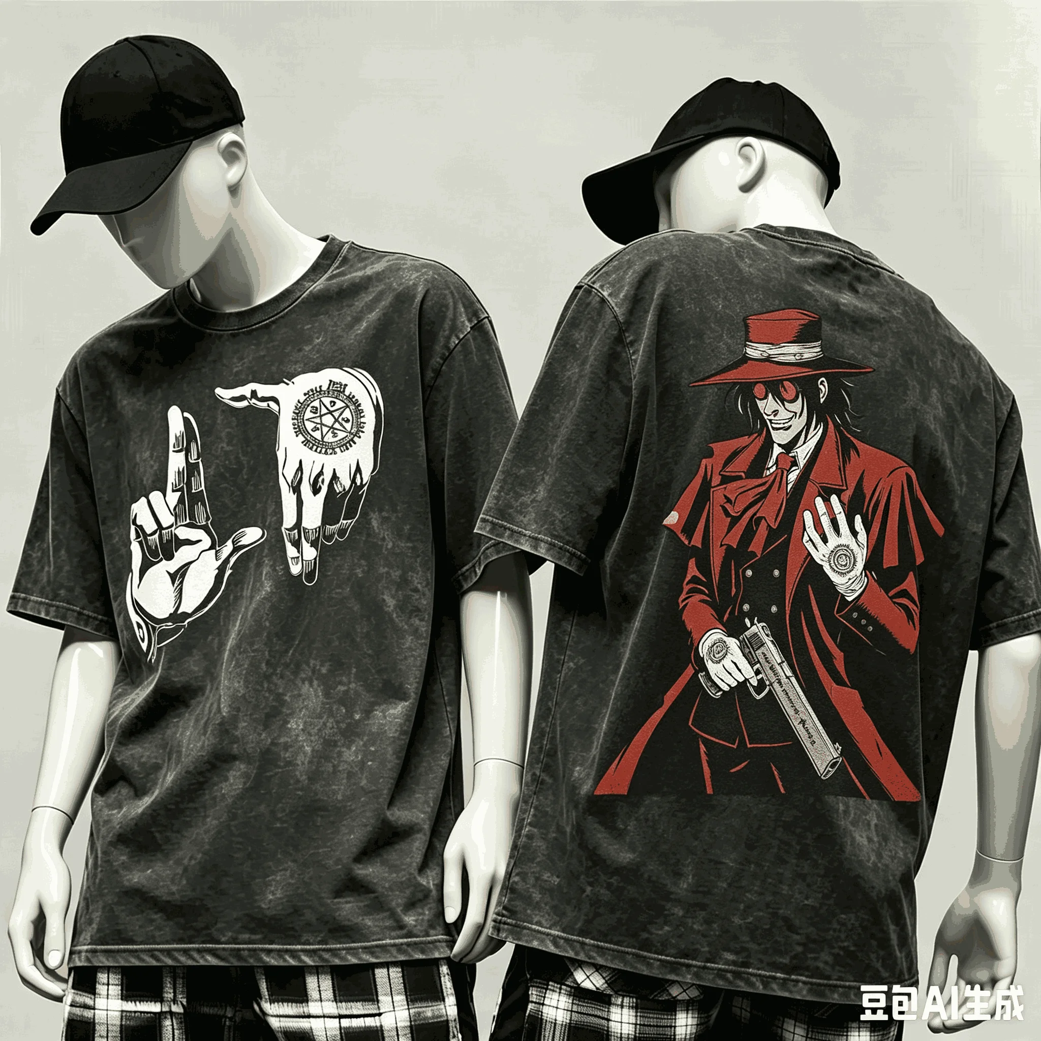 Hellsing Washed T-shirt Anime Lover Harajuku New Model Oversized Vintage Loose Streetwear Classic Unisex Couples Fashion soft