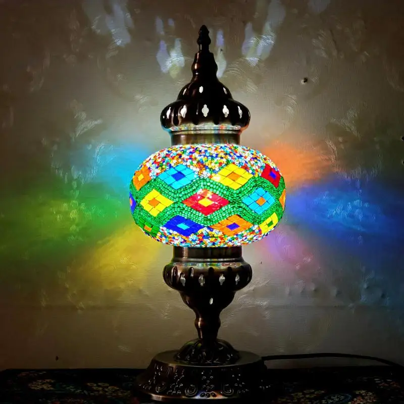 moroccan art table lamp mosaico exotico quarto cabeceira sala de estar cafe etnico decoracao do quarto do bebe lampada de mesa d18 cm 01