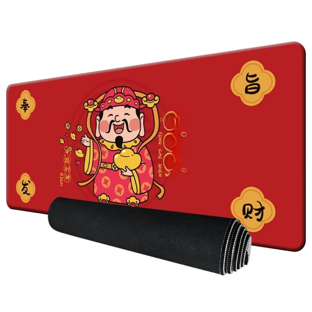 God of Wealth Mouse Pad and Desk Mat - Large Size - Featuring Chinese God of Wealth Design with Auspicious Symbols desk mat
