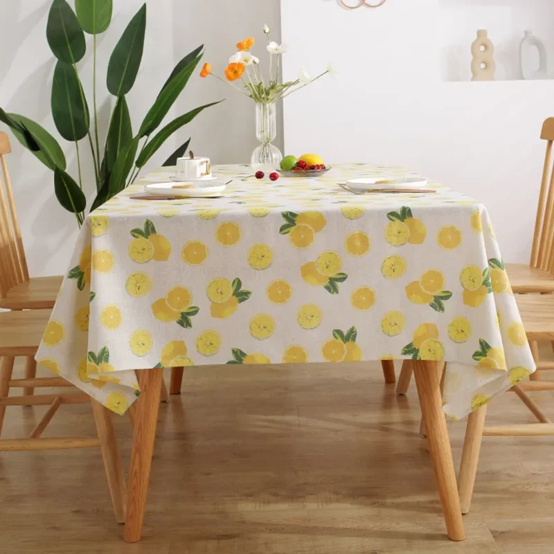 

Cotton Linen Cartoon Lemon Pattern Rectangular Table Cloth Kitchen Table Map Towel Tablecloth Table Wedding Decor