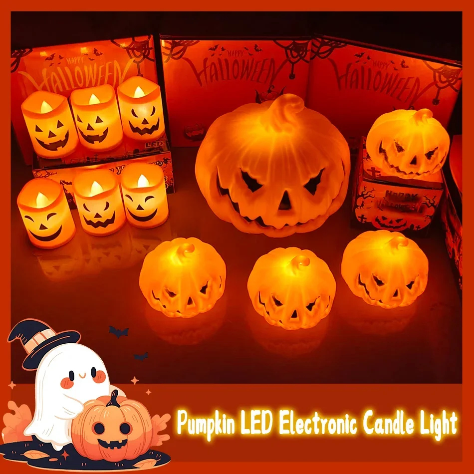 Halloween-Kürbislaterne Totenkopf-Geistergesicht Kerzenlicht Kindergeschenk für Schlafzimmer Garten Party Atmosphäre Dekoration