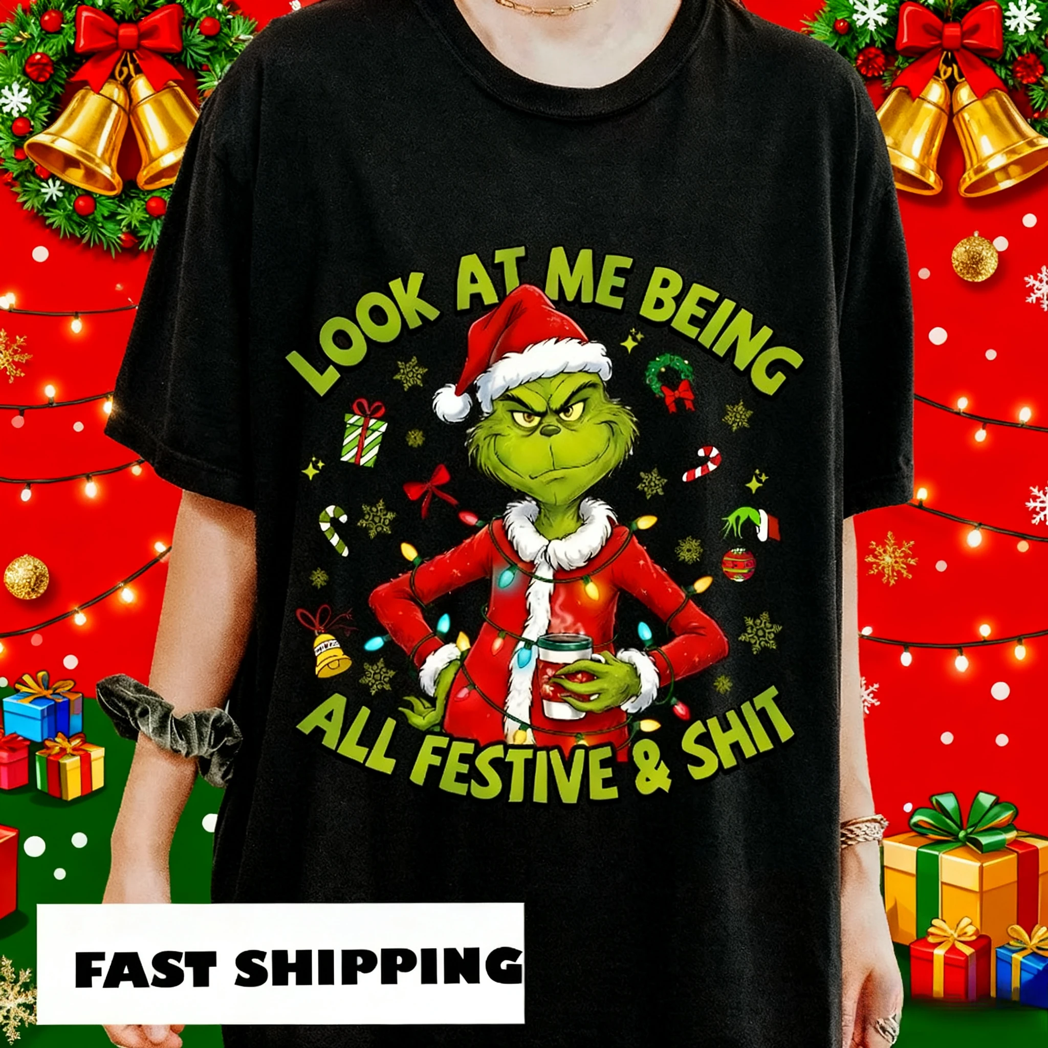 

Christmas Elf Theme, Disney Christmas Party, All-cotton T-shirt Suitable for Men and Women in All Four Seasons