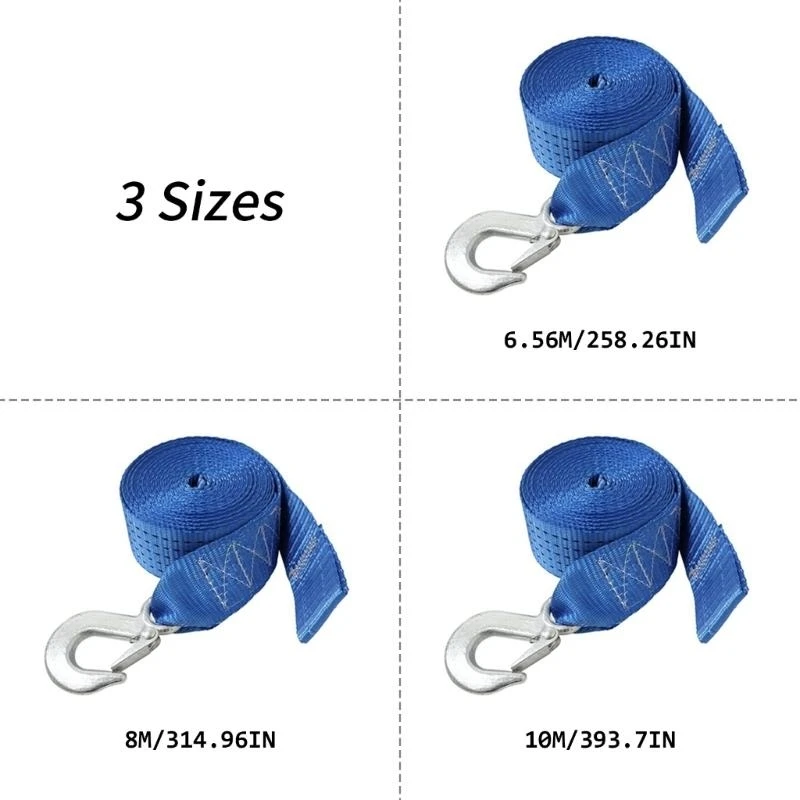 

Heavy Duty Strap Replacement Winch Strap Boat Trailer Accessories Trailer Winch Strap with Safety Hook 19.7/26.2/32.8ft
