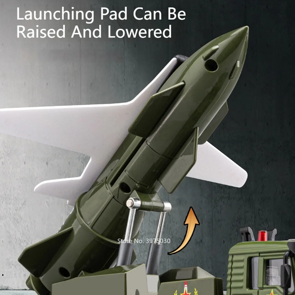 Coche de juguete militar de lanzamiento no tripulado para niños, modelo de aleación fundido a presión con luz de sonido extraíble, modelo de vehículo de caída de un litro, regalos para niños, 1/32