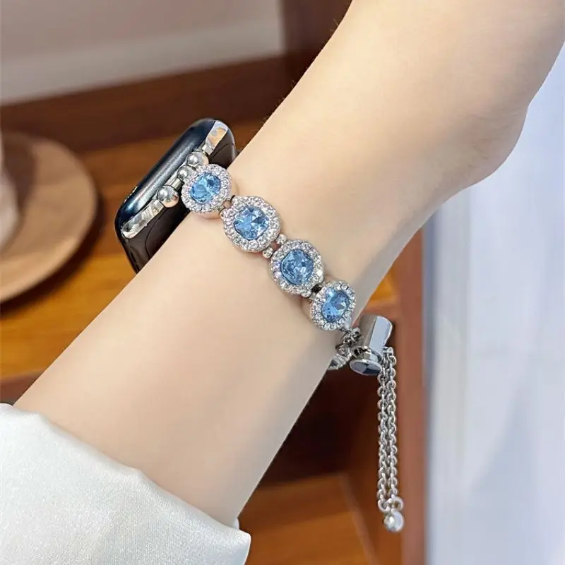 حزام نجمة الشمس من جوهرة المحيط الأزرق متوافق مع حزام iWatch 38 مم 40 مم 41 مم 42 مم 44 مم 45 مم 49 مم حزام مصنوع يدويًا عصريًا