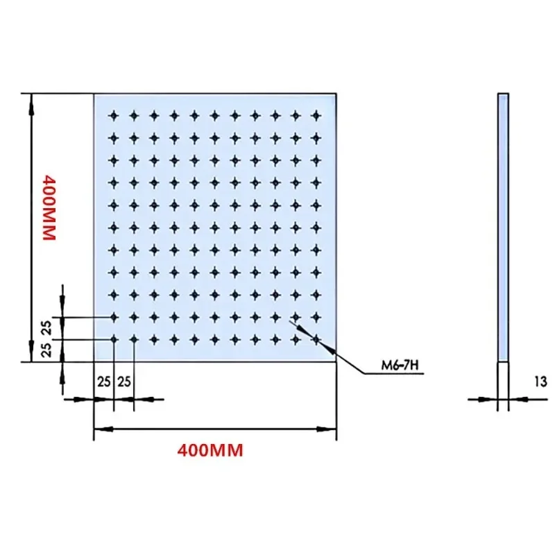 400x400x13MM High Precision Optical Flat Plate Laboratory Porous Hard Aluminum Honeycomb Board Experimental Breadboard M6 Thread