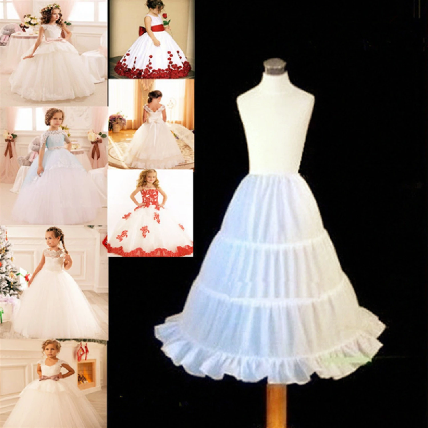 Flower Girl Petticoat Short Children Skirt 50-55CM Length Baby Kids White Underskirt Crinoline Children Petticoat Accessories