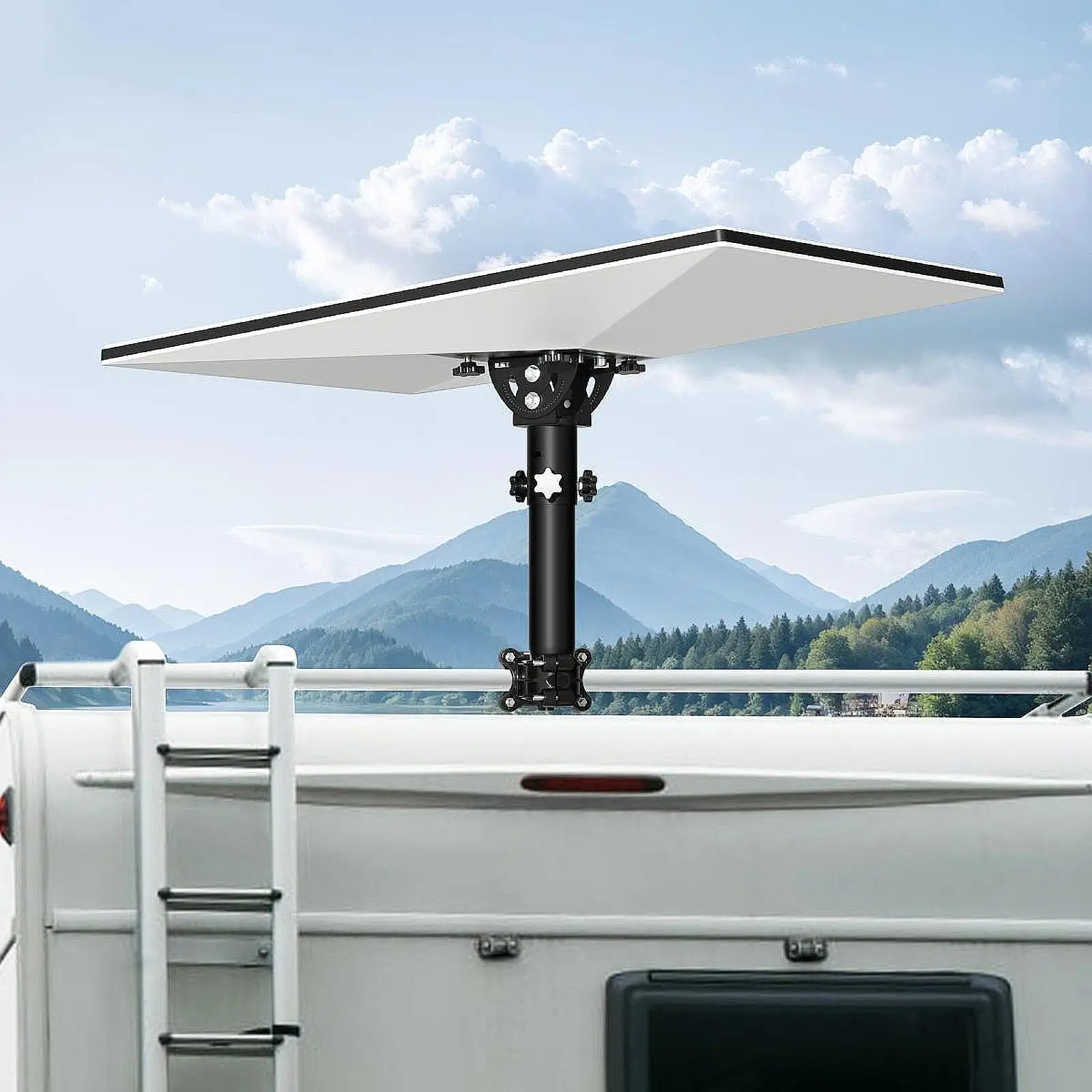 

RV Roof Mount for Starlink Holder Pole Clamp Mount Bracket Rotation Adjustable for Rack Outdoor Backpacking Hiking Travel