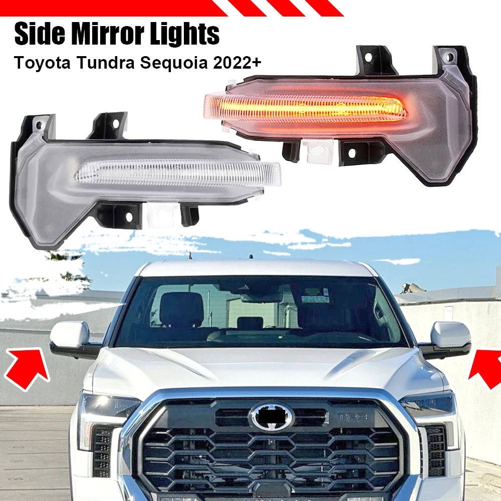 

1 Pair Dynamic Turn Signal LED Rearview Mirror Flash Lights For Toyota Tundra Sequoia 2022+