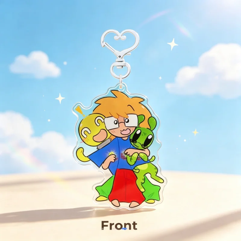 Fact ATTack Adventures Acrylic Keychains,Cute Cartoon Character Acrylic Charms,Double Sided Print KeyRing Fan  Gift