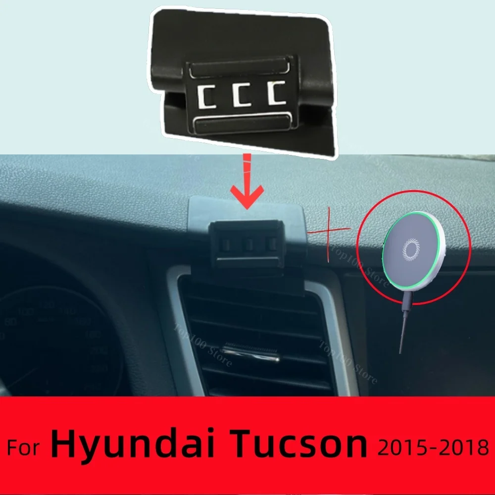 

Магнитный держатель телефона для Hyundai Tucson 3 TL 2015-2018, специальный фиксированный кронштейн для беспроводной зарядки, аксессуары для крепления MagSafe