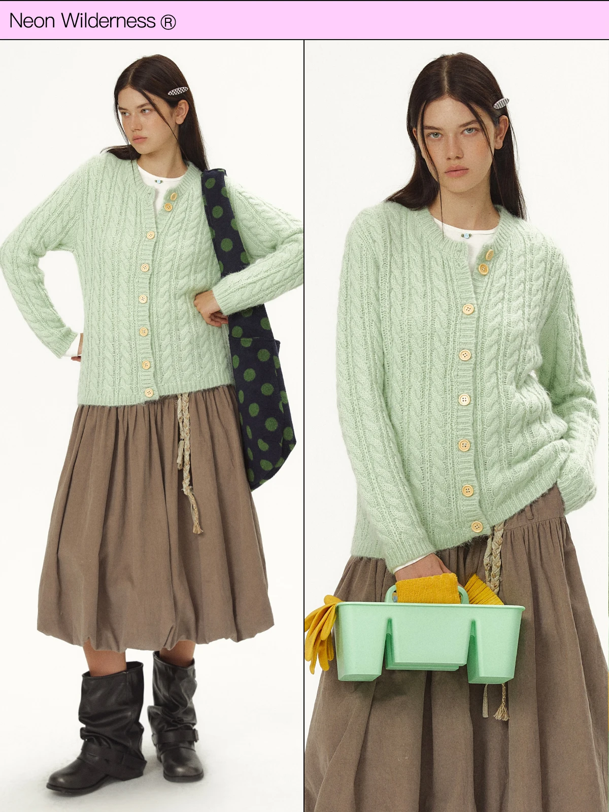 

Неоновый мятный вязаный кардиган с длинными рукавами и цветными кисточками, женский, свободного кроя, осенняя мода